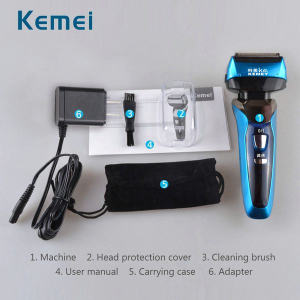 

2016 kemei 8150 3d floating four blade reciprocating electric shaver for men rechargeable bread trimmer waterproof razor shaving machine uog