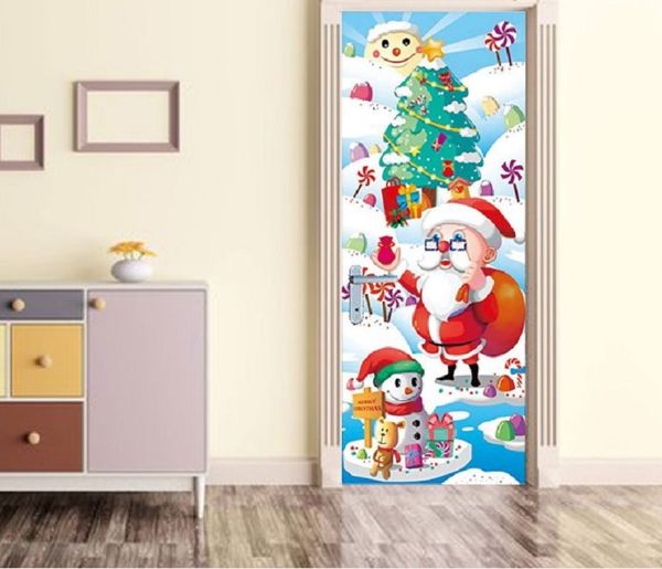 

2020 smt012 christmas new santa claus door glass window glass creative wood door renovation wall plaster
