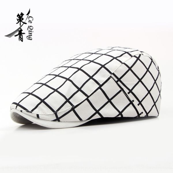 

2020 new classic plaid men's korean outdoor hat women's duck cap beret tongue forward cap beret hat, Blue;gray