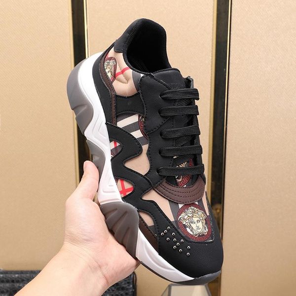 

fashion classic mens shoes with origin box outdoor walking comfortable luxury shoes vintage lace -up low casual men shoes, Black