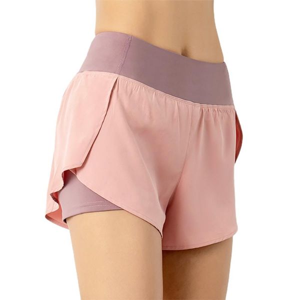 

women gym casual double layer with phone pocket daily fitness breathable yoga running shorts quick dry high elasticity sports, Black;blue