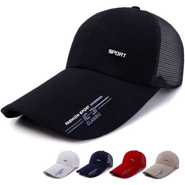 

2020 fashion long brim baseball cap women outdoor baseball hat breathable men women summer mesh sun cap baseball caps gorras, Black;white