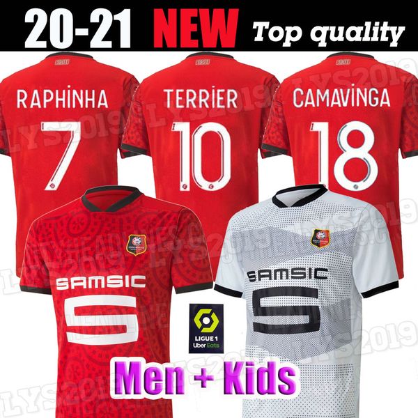 

мужчины дети 20 21 rennes футбол джерси 2020 2021 raphinha ньянг терьер j.martin ренн bourigeaud дома вдали футбольные майки, Black;yellow