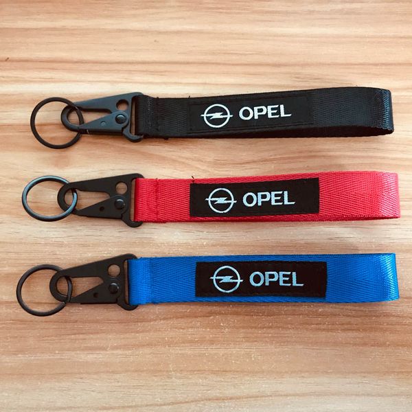 

car seat belt material nylon cloth keychain embroidery stitching for opel emblem auto keyring accessories, Silver