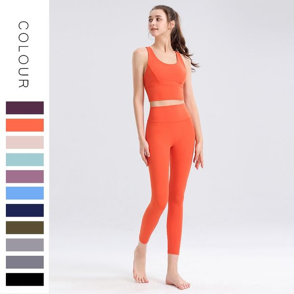 

uunrt new two-piece high-elastic single-sided naked new suityoga two-piece high elastic singlesanding yoga fitness suit running sports suit, White;red