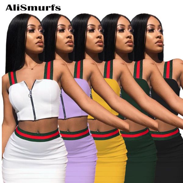 

two piece set summer 2020 and pants woman's clothing night club bodycon skirt sets s to xxxl size, Gray