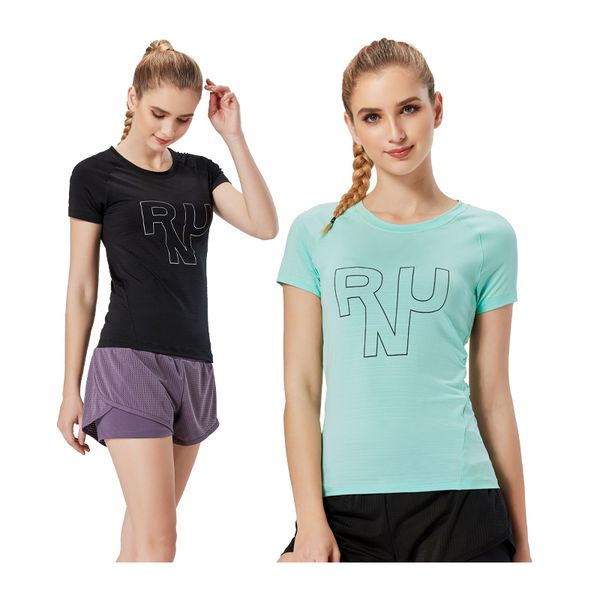 

yoga outfits shirts sports running compression quick dry workout tennis t shirt female training gym short sleeve, White;red