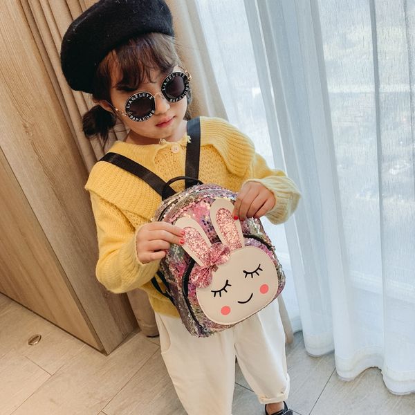 

mgxzu 2019 new sequins korean style er tong bao er tong bao sequins children's bag kindergarten 3-6 years old baby backpack cartoon rab