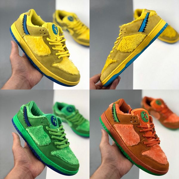 

new sb dunk low pro mens running shoes dancing bears skateboard sport sneakers women yellow orange green blue pink bear des chaussures, White;red