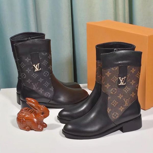 

womens shoes boots winter party with box bottes femmes lady shoes luxury botas de mujer fashion womens shoes zipper high -sale, Black