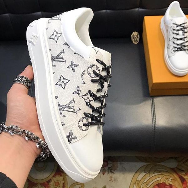 

мужская обувь мода с коробкой chaussures pour hommes мода спортивной обуви квартира zapatos de hombre time out sneaker lace -да кожа голодае, Black