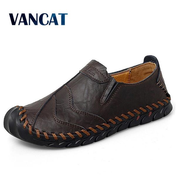 

nuevos zapatos para hombre, mocasines de piel autÃ©ntica de marca para hombre, zapatos informales, zapatos planos sin cordones, Black