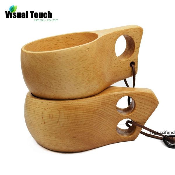 

visual touch single /dual ring kuksa wood mug wooden cup hand -crafted mug tea/milk/breakfast coffee beer water drinking mug t200506