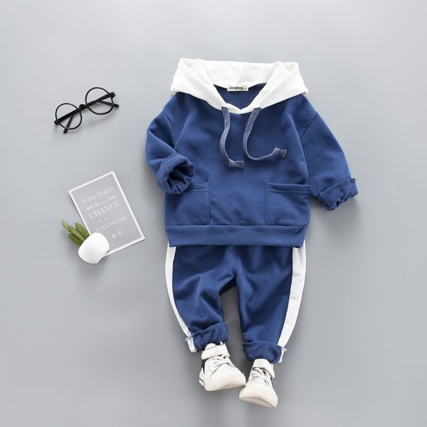 

children's clothes autumn winter boys and girls long-sleeved hooded collar clothes 1-4 years old baby t-shirts and pants sets, White