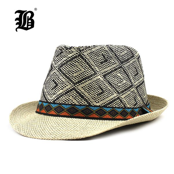 

flb] 2019 fashion summer beach hat large brim jazz sun hat casual panama hat straw women men cap f348 t200715, Blue;gray