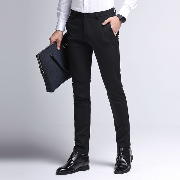 

mensautumn new business four seasons casual elastic slim thin pants, Black