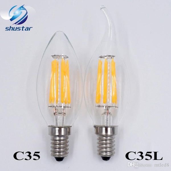 Dim E14 E12 Filament Led Lamba 220V 110V 2W 4W 6W Led Edison Ampul Cam Karartma Filament Mum Lamba Noel Işıklar