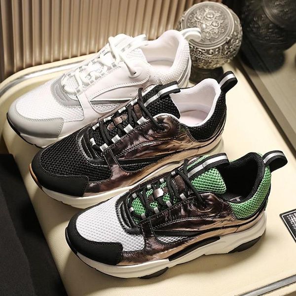 

fashion brands b22 calfskin sneaker comfortable men 's shoes lace -up low fashion soprts style vintage sneakers herren luxus marke, Black