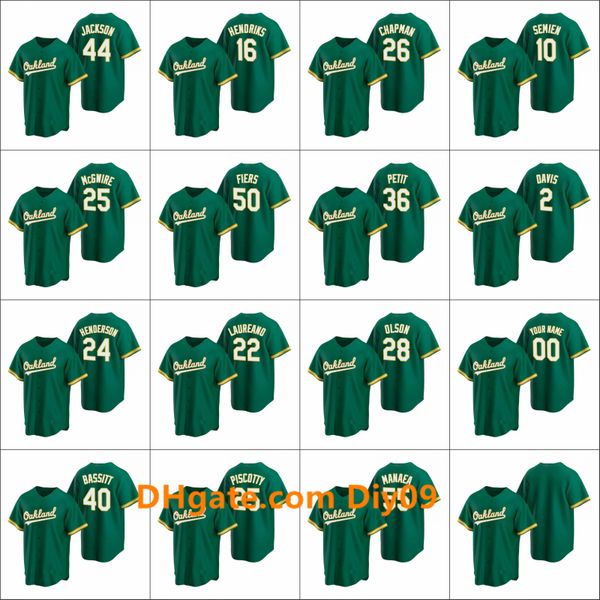 

oakland athletics 26 matt chapman 44 reggie jackson 24 rickey henderson men women youth custom white replica home jersey, Black