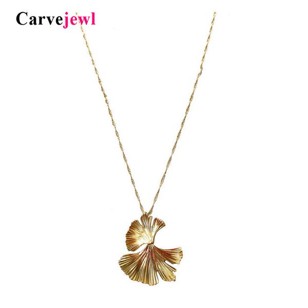 

carvejewl ginkgo biloba leaves pendant short necklace for women girl jewelry simple metal new collier femme jewelry, Silver