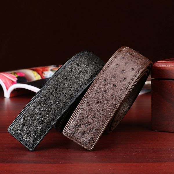 

2020 new fashion 3.8cm belt men women genuine strap ostrich skin leather belt luxury ing, Black;brown