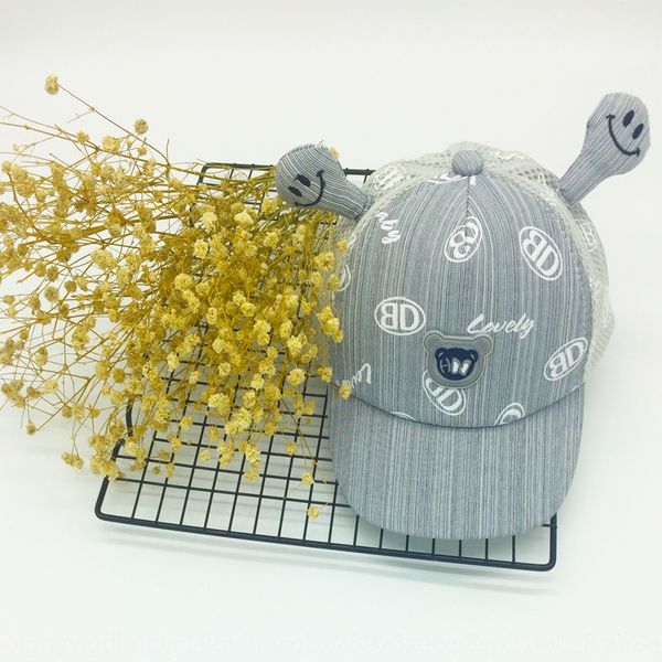 

2019 summer ear smiling baseball baby face letter net red baby duck tongue baseball cap hollow sun-proof sunshade children's cap, Blue;gray