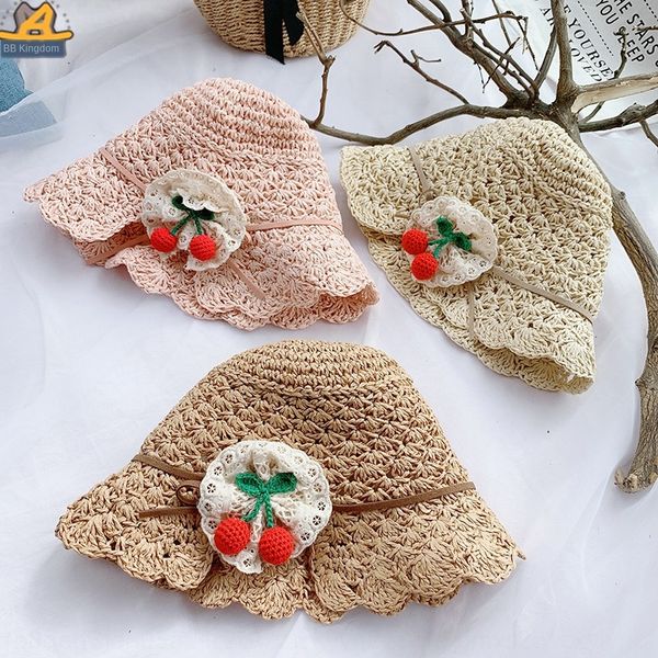 

h1005 2020 new korean cartoon cherry straw straw sunscreen hat baby sunscreen hat, Blue;gray