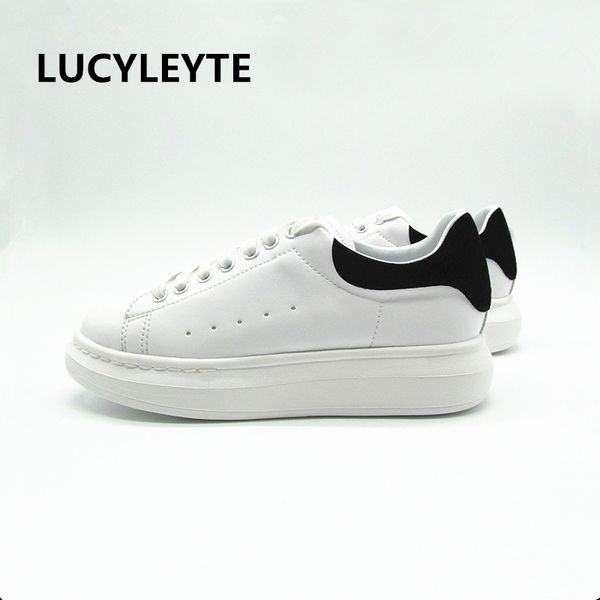 

2020 european and american style fashion white sneakers ladies leather flat casual shoes girls casual shoes luminous, Black