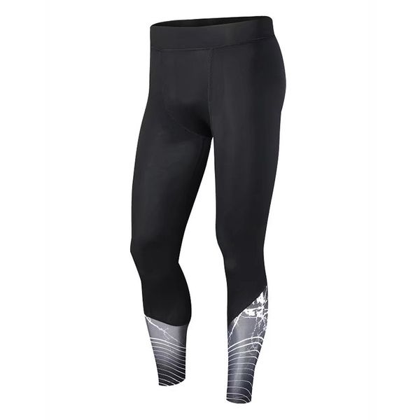 

2020 men soccer training pants joggings football cropped 3/4 leggings mens sports running fitness tights compression trousers, Black;blue