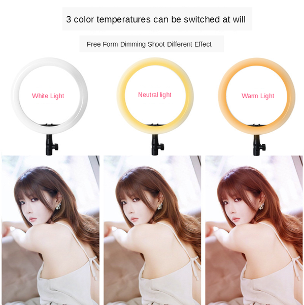 

ring light led selfie stand tripod dimmable youtube lamp p video camera phone ringlight for makeup live fill light