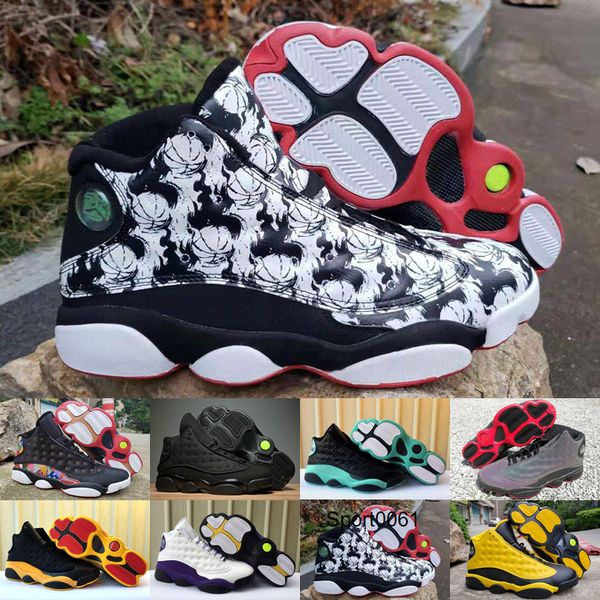 

высокая qaulitys jumpman 13 cap и платье повезло зеленый остров зеленый разводили черный кот офф волк серый мужчины женщины баскетбол обувь, Black