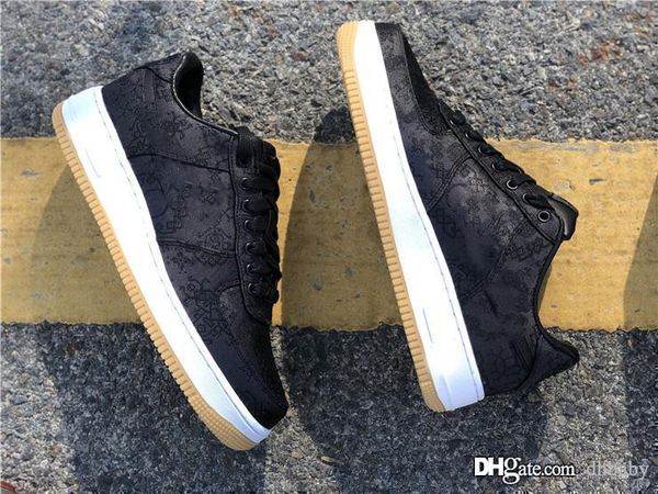 

est authentic fragment x clot x air force1 1 black silk running shoes university red-white men women sports sneakers cz3986-001 with box