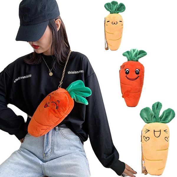 

fashion handbag women plush carrot crossbody bag elegant ladies chain bags warm smile winter bag exqusite girl beautiful handbag