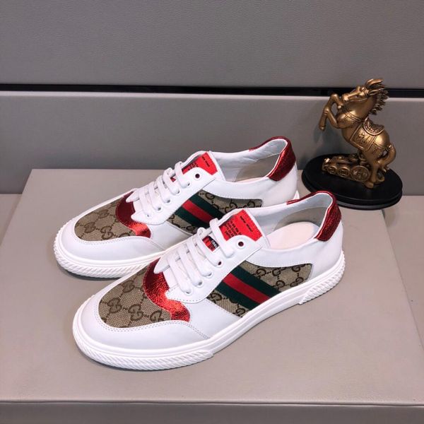 

2019w summer leather printed color matching letters with sneakers, personalized trend men's shoes, original box packaging 38-44, Black