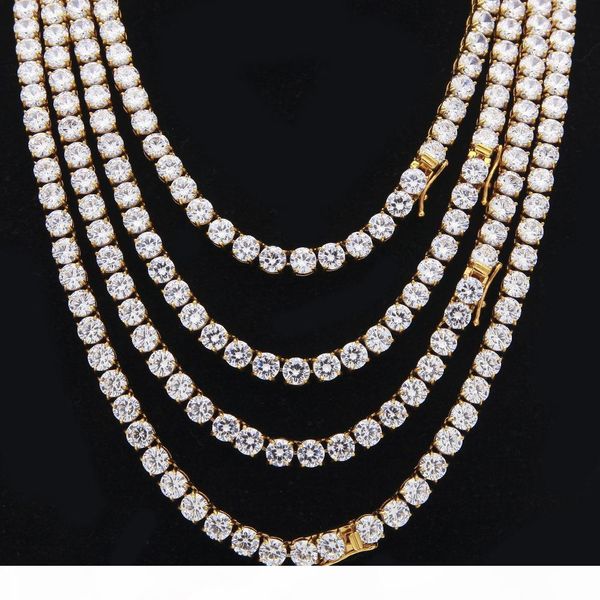 

никогда не увядает 6мм 18 20 22 24inch iced out нержавеющей стали теннис цепи кубический циркон hip hop мужские ювелирные изделия, Silver
