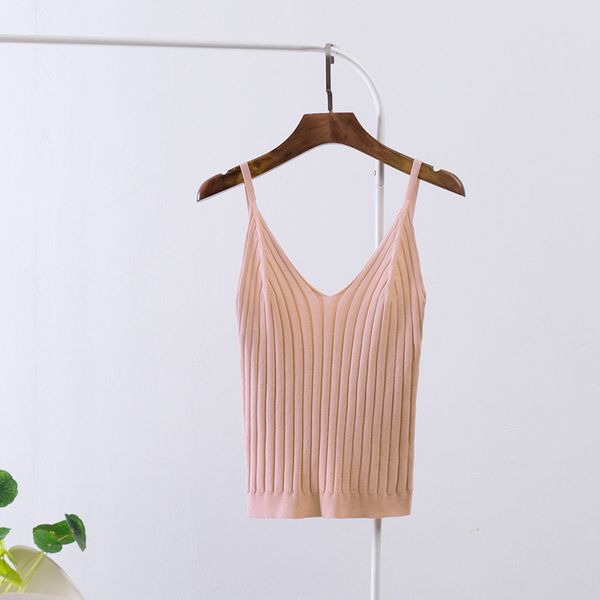 

blackday women knitted crop crop sleeveless cropped vest slim sling knitted tank vneck plain camisole high elastic camis, White