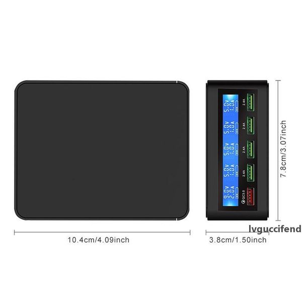 

multi-port 5usb smart phone charger qc3.0 fast charge lcd precision screen digital display charging 40w charger