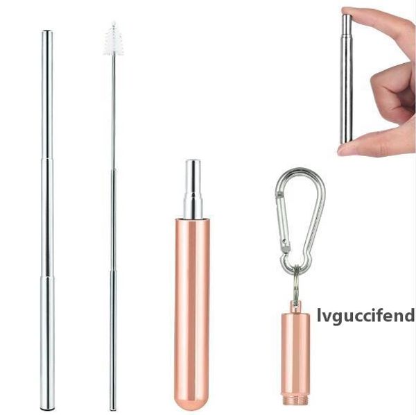 

dining bar telescopic metal drinking straw collapsible reusable straw portable stainless steel straw with case and brush