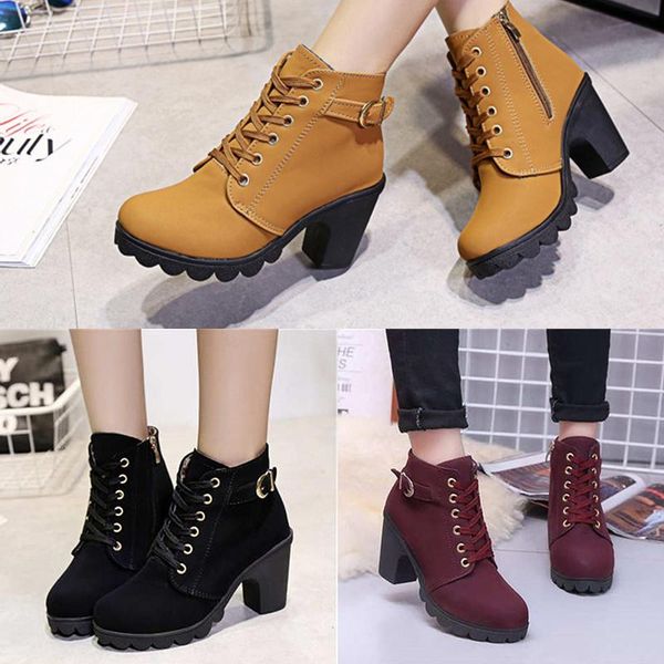 

2020 women shoes2019 new women's shoes short boots women's martin boots women's boots belt buckle thick with shoes women trai, Black