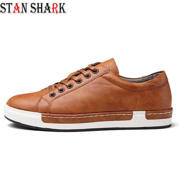 

2020 fashion new men's casual shoes handmade vintage men shoes luxury brown brand male genuine leather men's leisure, Black