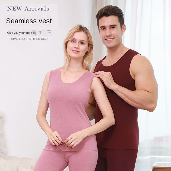 

zquer new german velvet underwear women's thermal vest men's fall/winter close-fitting fleece sanding keep warmunderwear warmseaml, Black;brown