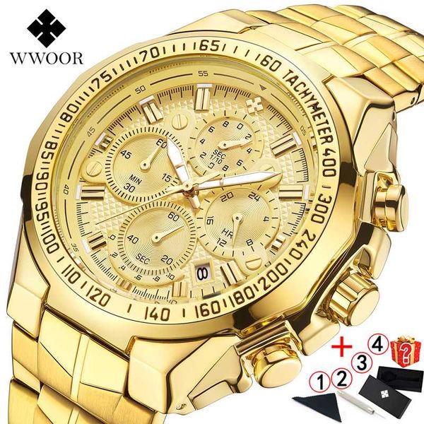 

relogio masculino 2020 men watches wwoor chronograph big dial gold male wristwatch sport golden men watch 2020, Slivery;brown