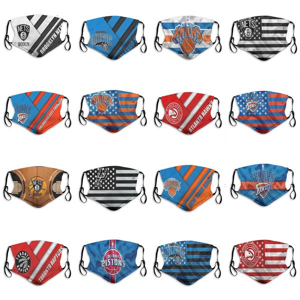 

2020 new 5 layer dust mask men's basketball team knicks magic raptors spurs fashion breathable printed custom basketball face mask, Black