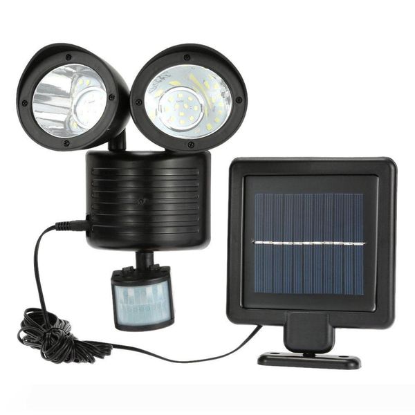 

solar outdoor light 22 led wall mounted motion sensor light double head adjustable induction detection path wall emergency safety light blac