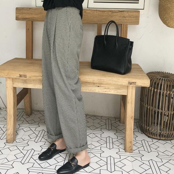 

autumn paldi pants women style suit ankle-length pants women's loose straight, Black;white