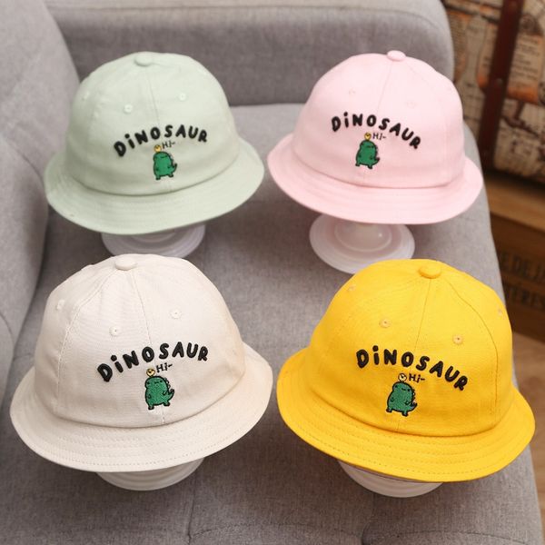 

autumn thin cute super cute little dinosaur boy girl fisherman hat baby cap baby cap children fisherman hat sunshade, Yellow