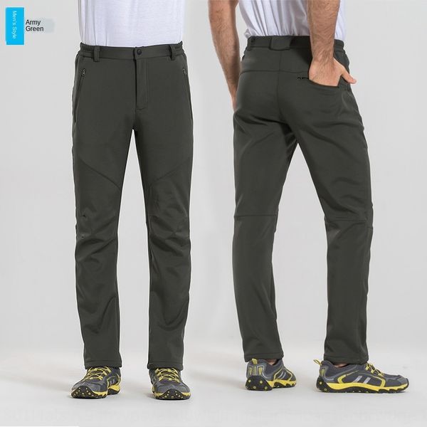 

new couple thickened soft-shell pants men's and women's warm fleece waterproof windproof mountaineering pants available keep warm, Blue;black