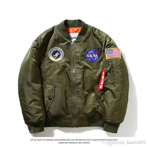 

thin nasa ma1 bomber jacket flight windbreaker usa air force embroidery pilot jacket kanye west hip hop jacket bomber coat xs-2xl hfjk002, Black;brown