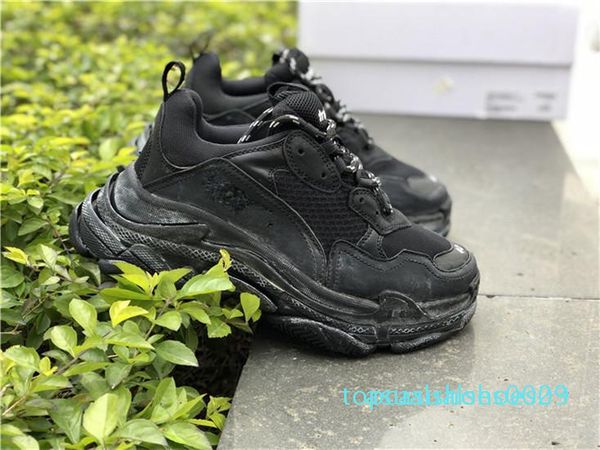 

1paris 2019 новых дизайнерская обувь мужчины и женщины роскошной тройного s спортивных туфель на платформе на открытом воздух ботинок размер, Black