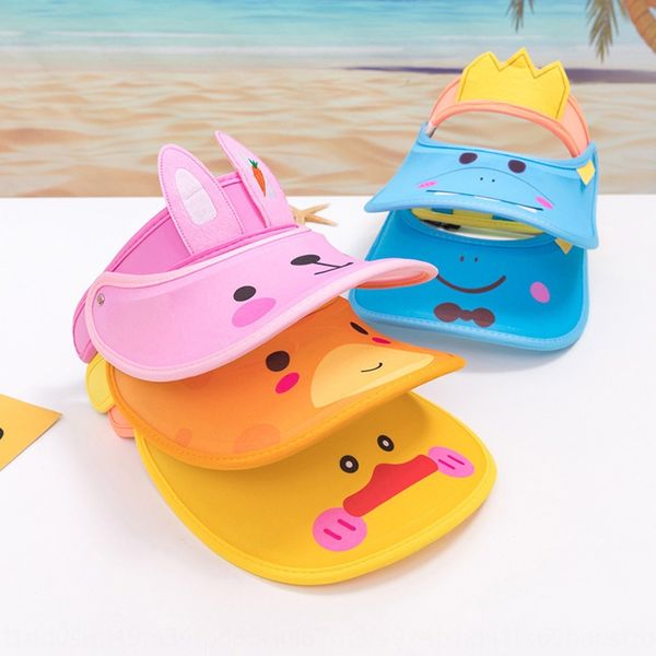

cartoon children's empty sunscreen sunscreen sun sun summer big brim uv-proof children's sun-proof hat sunshade empty hat, Yellow